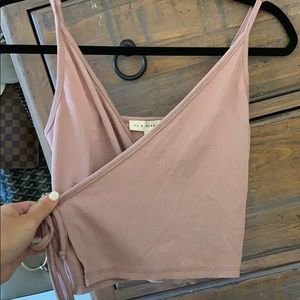 Nude/mauve tie crop top